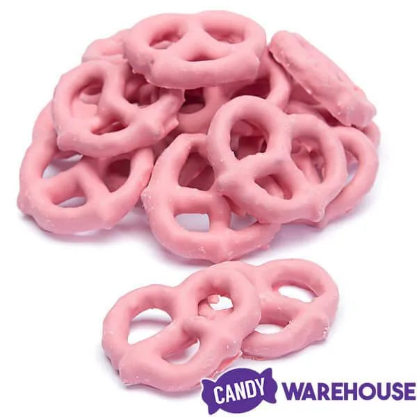 Pink Yogurt Covered Mini Pretzels: 9-Ounce Tub