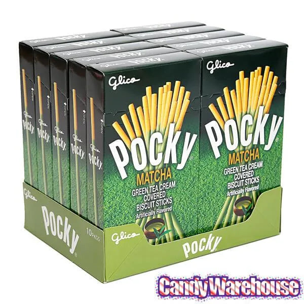 Pocky - Green Tea Cream Covered Biscuit Sticks Packs: 10-Piece Box