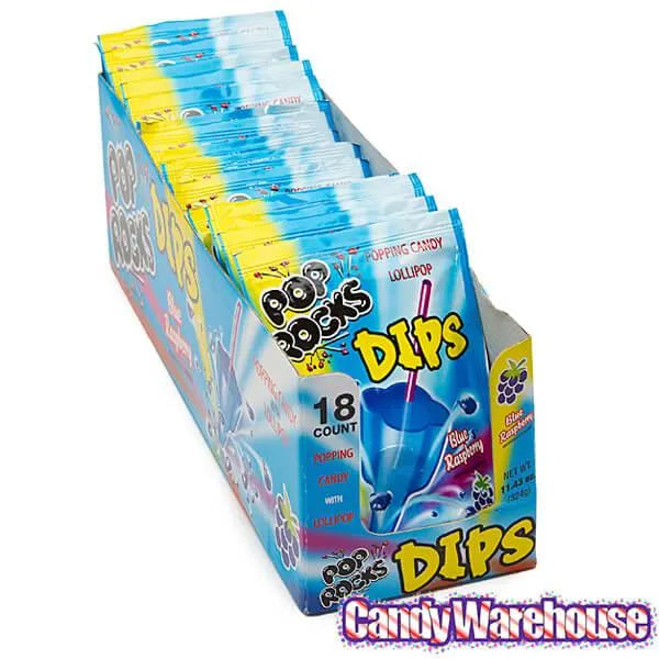 Pop Rocks Dips Candy Packs - Blue Raspberry: 18-Piece Box