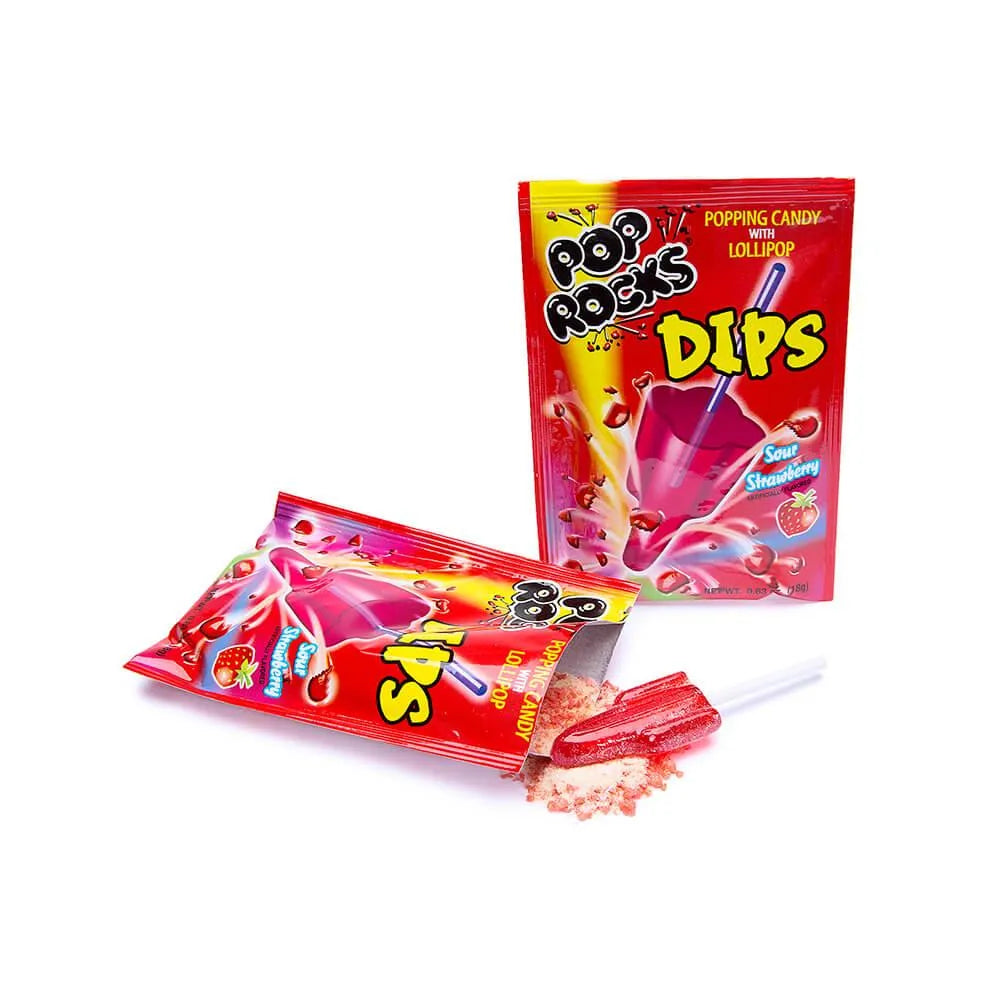 Pop Rocks Dips Candy Packs - Sour Strawberry: 18-Piece Box