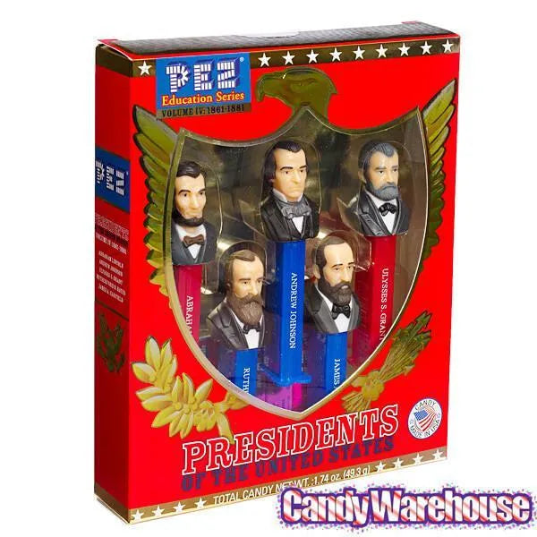 Presidents 1861-1881 PEZ Candy Dispensers: 5-Piece Gift Box