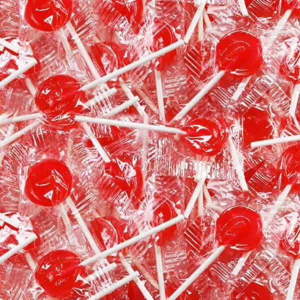 Primrose Red Cherry Lollipops: 5LB Bag