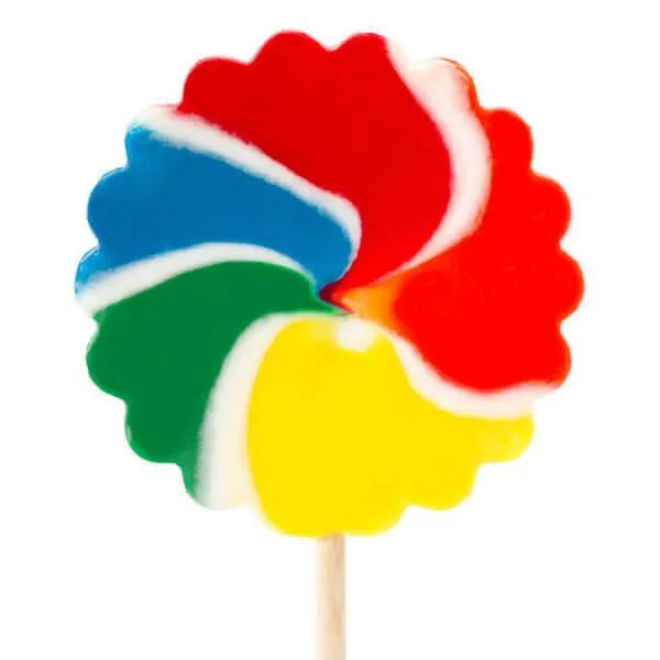 Psychedelic Swirl 3.5-Inch Lollipops - Primary Colors: 12-Piece Box