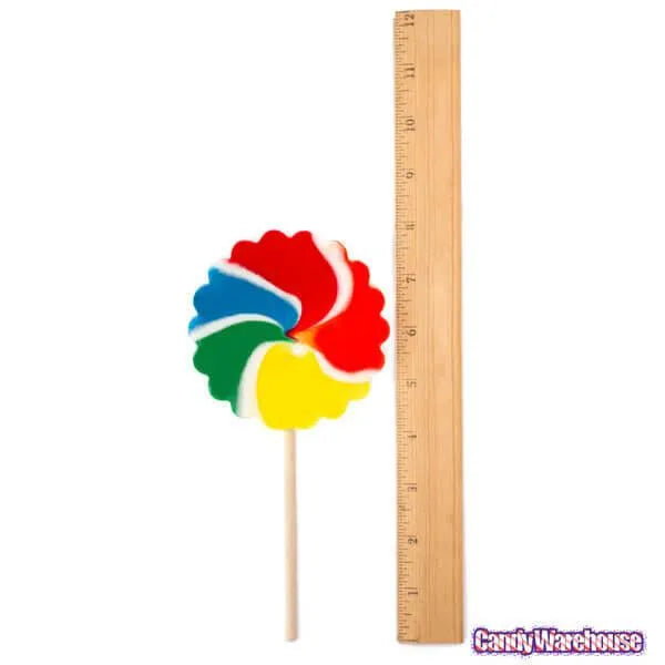 Psychedelic Swirl 3.5-Inch Lollipops - Primary Colors: 12-Piece Box