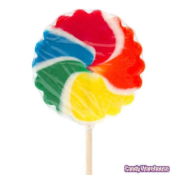 Psychedelic Swirl 3.5-Inch Lollipops - Primary Colors: 12-Piece Box