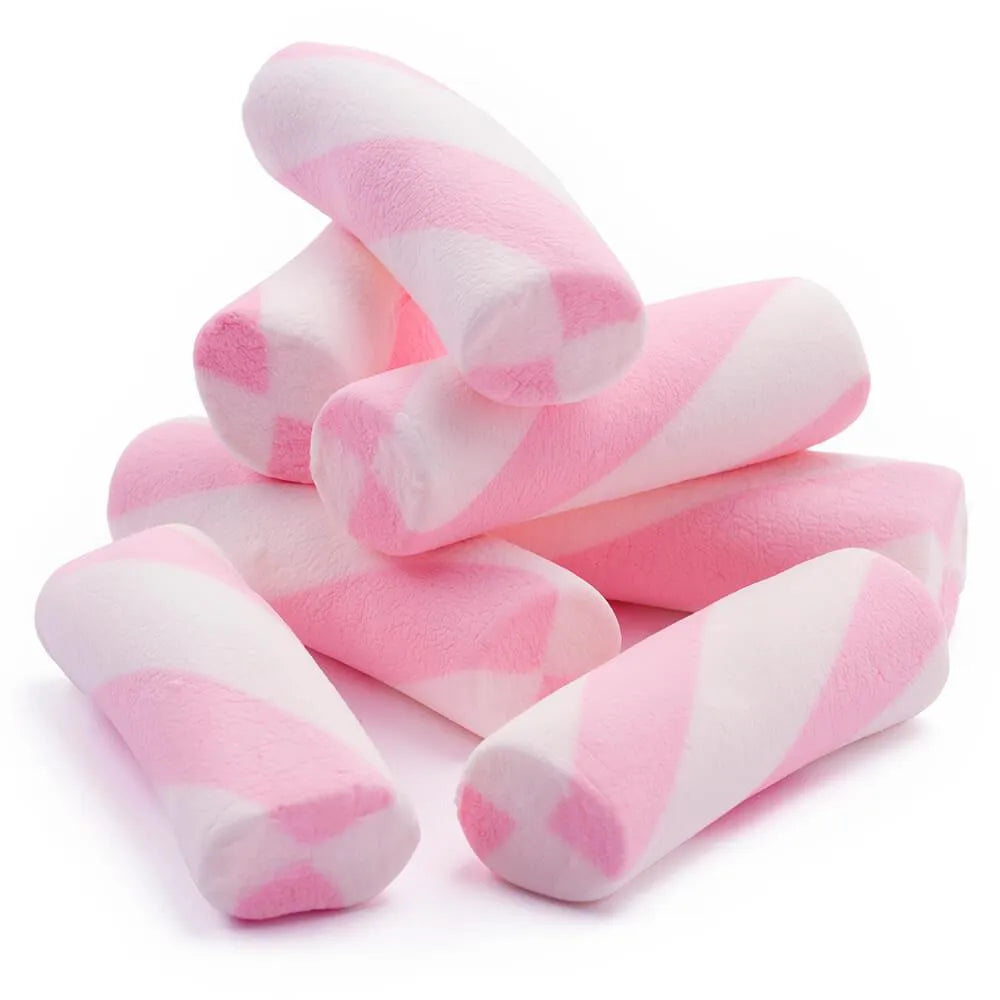 Puffy Poles Jumbo Marshmallow Twists - Strawberry: 1KG Bag