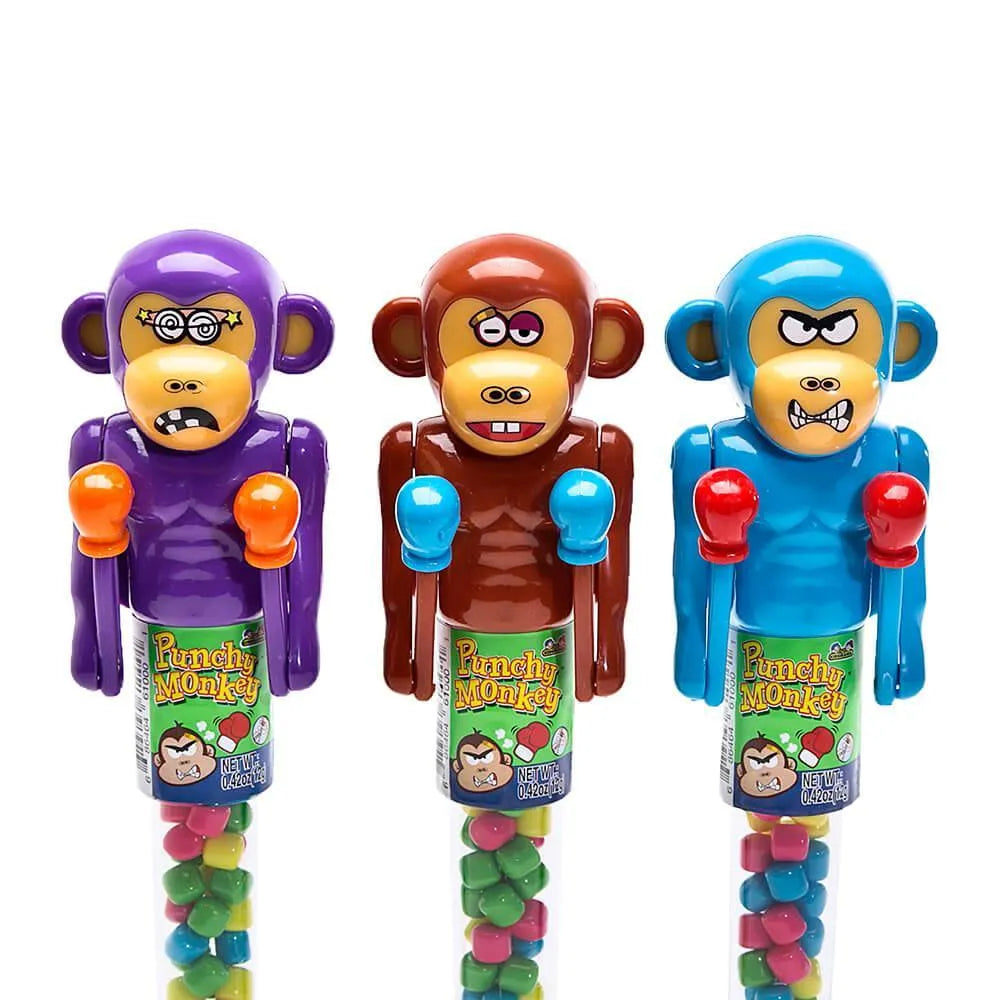 Punchy Monkey Boxing Toys with Candy: 12-Piece Box