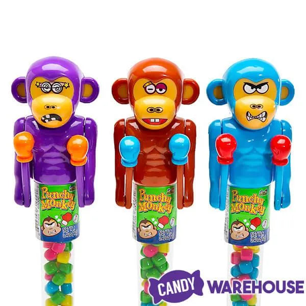 Punchy Monkey Boxing Toys with Candy: 12-Piece Box