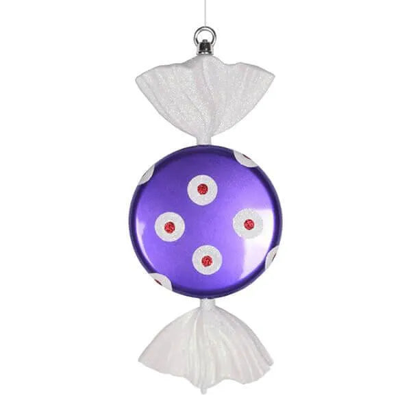 Purple and White Polka Dot Candy Ornament - 13 Inch