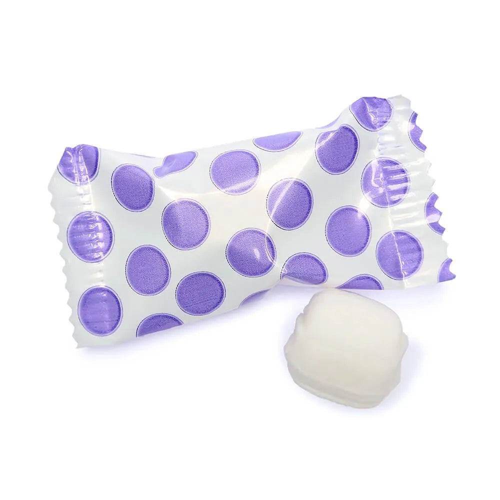 Purple Polka Dots Wrapped Butter Mint Creams: 300-Piece Case