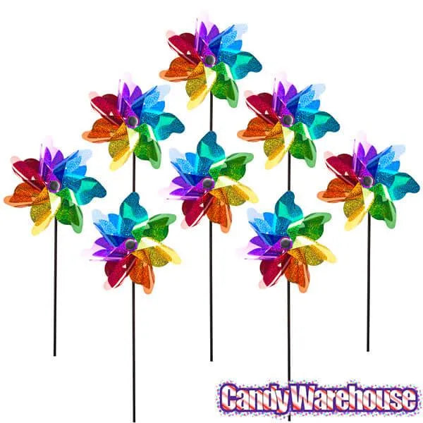 Rainbow Sparkle Pinwheel Spinners - 8 Inch: 8-Piece Box