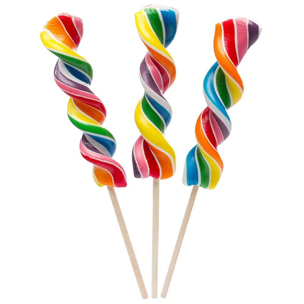 Rainbow Swirl 2.5-Ounce Corkscrew Twist Lollipops: 24-Piece Display