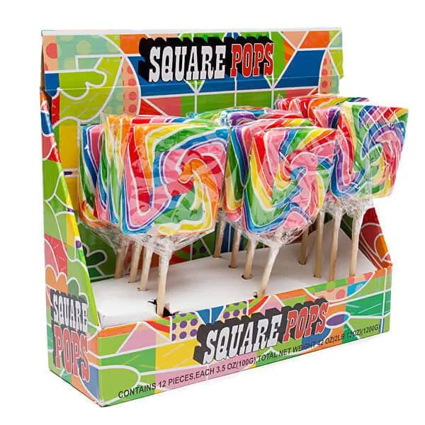 Rainbow Swirl 3.5-Ounce Square Lollipops: 24-Piece Display