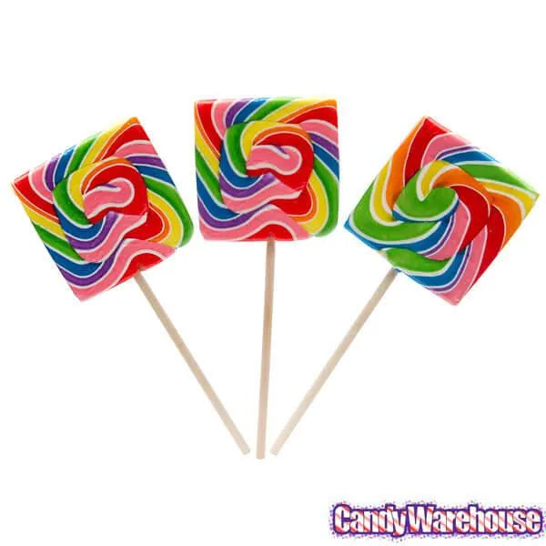 Rainbow Swirl 3.5-Ounce Square Lollipops: 24-Piece Display