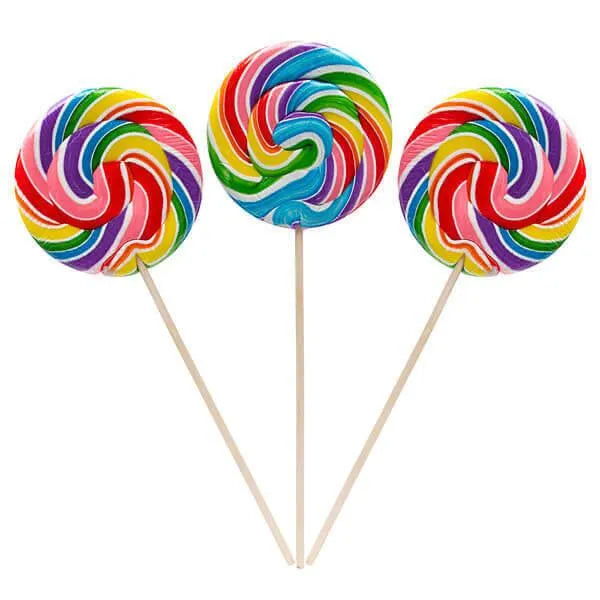 Rainbow Swirl 10-Ounce Round Lollipops: 24-Piece Box