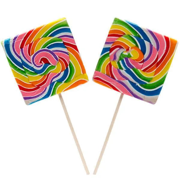 Rainbow Swirl 8-Ounce Square Lollipops: 24-Piece Box