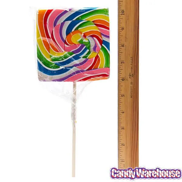 Rainbow Swirl 8-Ounce Square Lollipops: 24-Piece Box