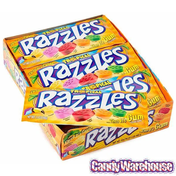 Razzles Candy Packs - Tropical: 24-Piece Box