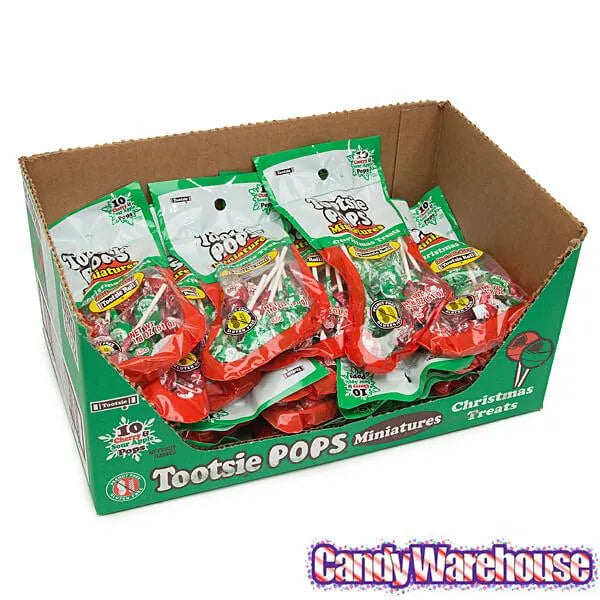 Red & Green Mini Tootsie Pops in Christmas Stockings: 24-Piece Case