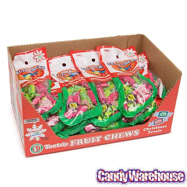 Red & Green Tootsie Roll Fruit Chews in Christmas Stockings: 24-Piece Case