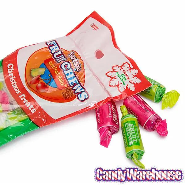 Red & Green Tootsie Roll Fruit Chews in Christmas Stockings: 24-Piece Case