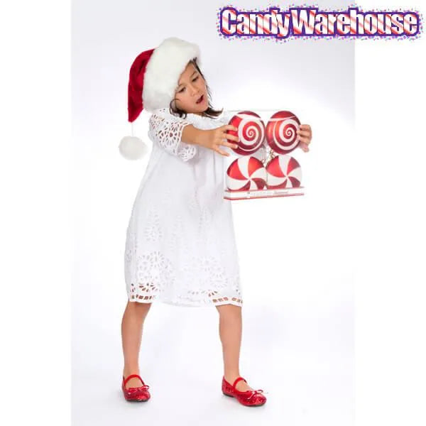 Red Candy Swirl Ornaments - 4.75 Inch: 4-Piece Box