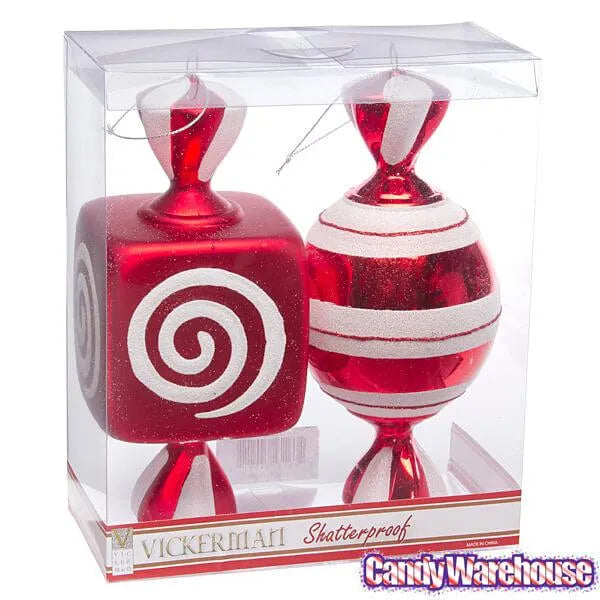 Red Large Candy Ornaments - 8 Inch: 2-Piece Box