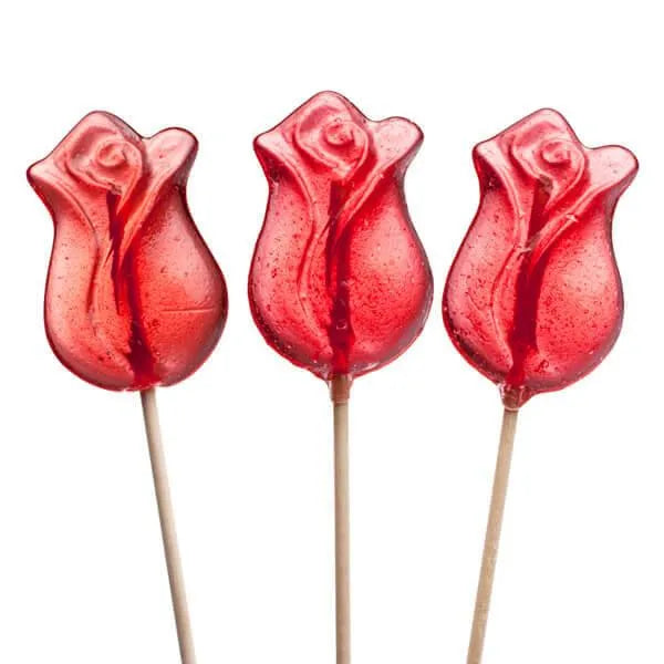 Red Rose Hard Candy Lollipops: 12-Piece Bag