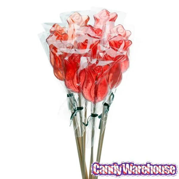 Red Rose Hard Candy Lollipops: 12-Piece Bag