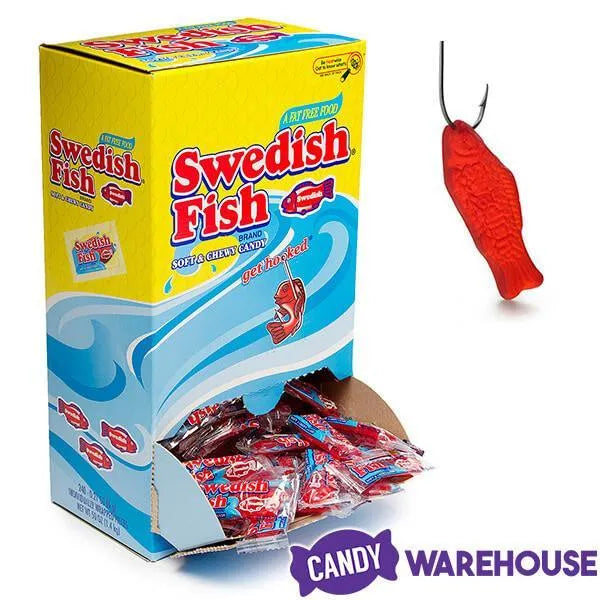 Red Swedish Fish Candy - Wrapped: 240-Piece Box