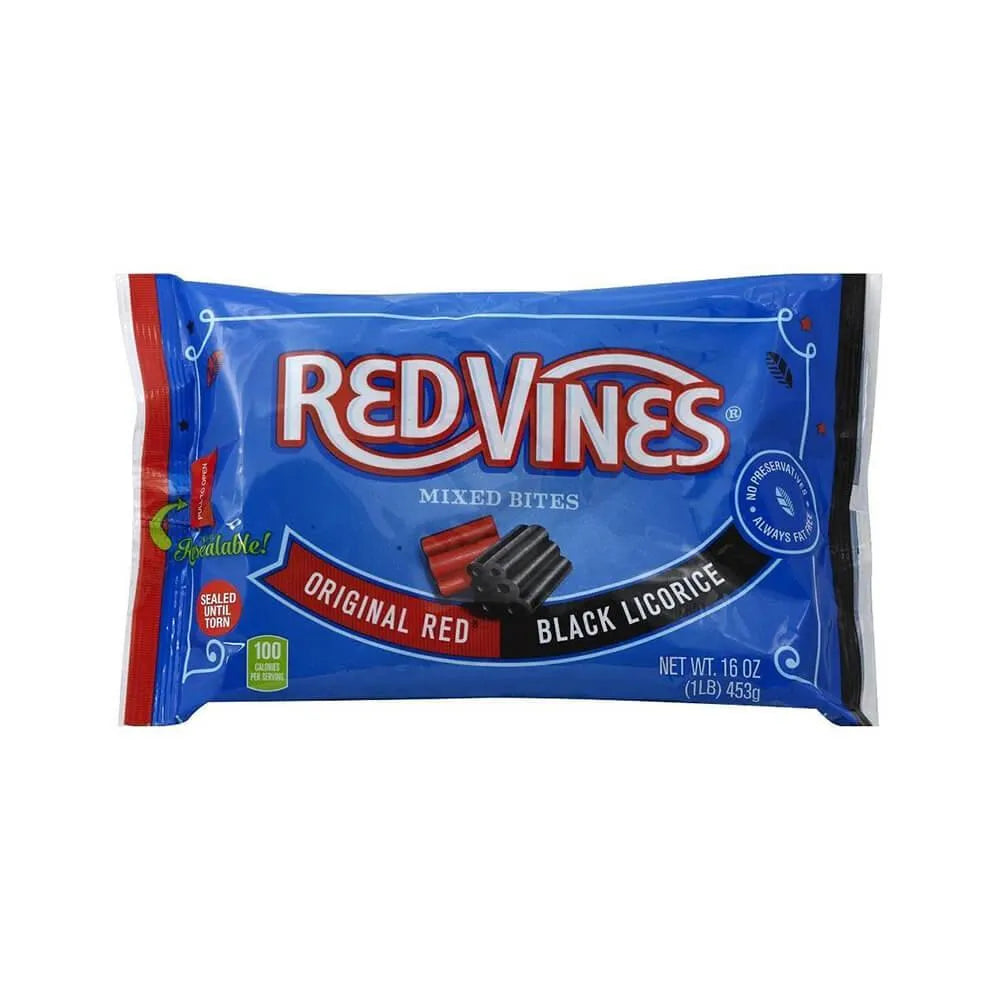 Red Vines Original Red & Black Licorice Mixed Bites: 1LB Bag