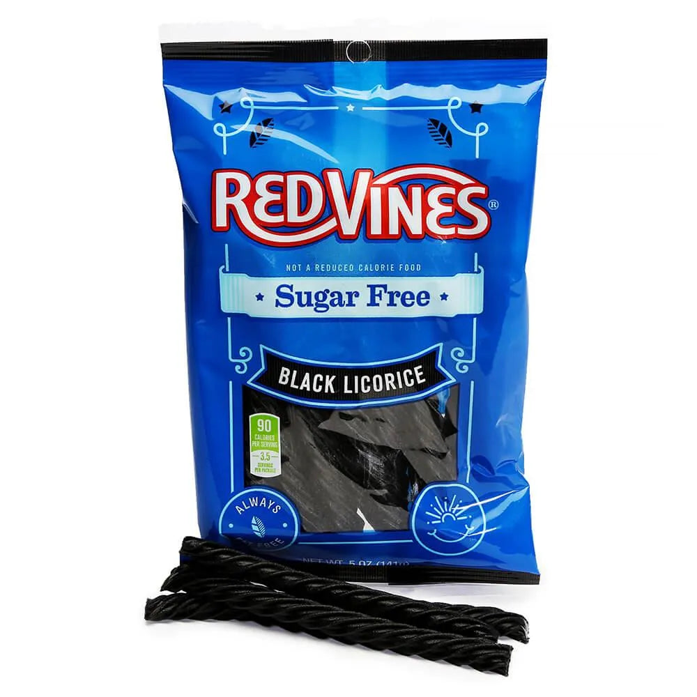 Red Vines Sugar Free Licorice Twists 5-Ounce Bags - Black Licorice: 12-Piece Box