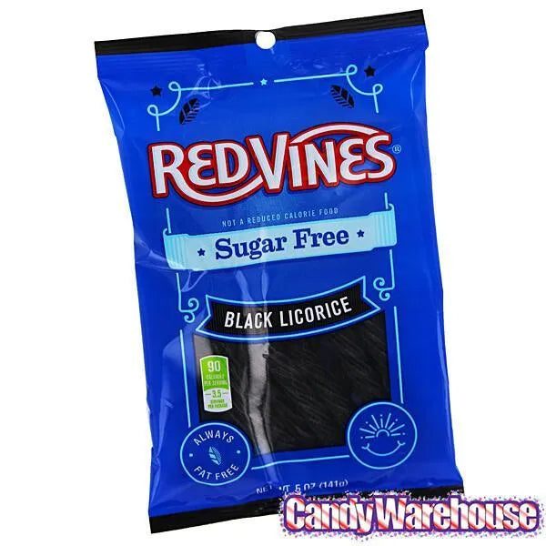 Red Vines Sugar Free Licorice Twists 5-Ounce Bags - Black Licorice: 12-Piece Box