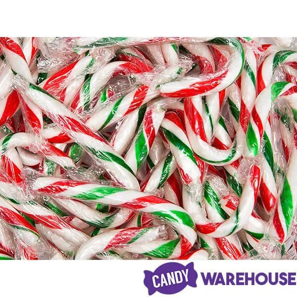 Red, White, and Green Peppermint Mini Candy Canes: 200-Piece Tub