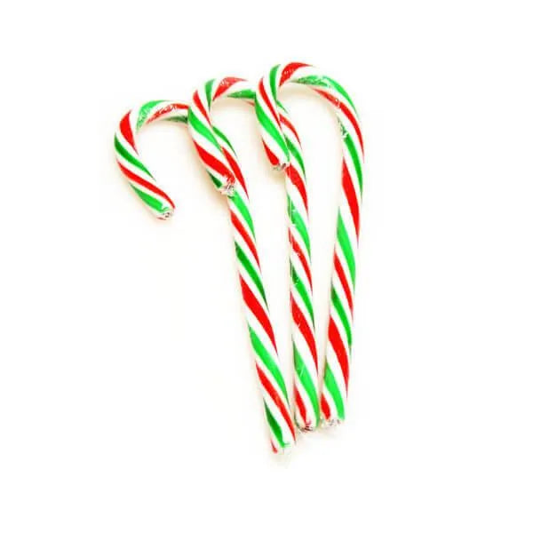 Red - White - Green Peppermint Candy Canes: 18-Piece Box