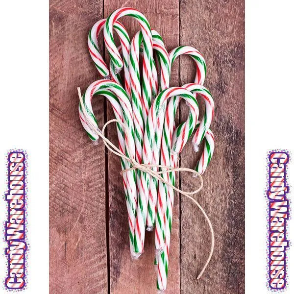 Red - White - Green Peppermint Candy Canes: 18-Piece Box