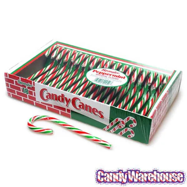 Red - White - Green Peppermint Candy Canes: 18-Piece Box