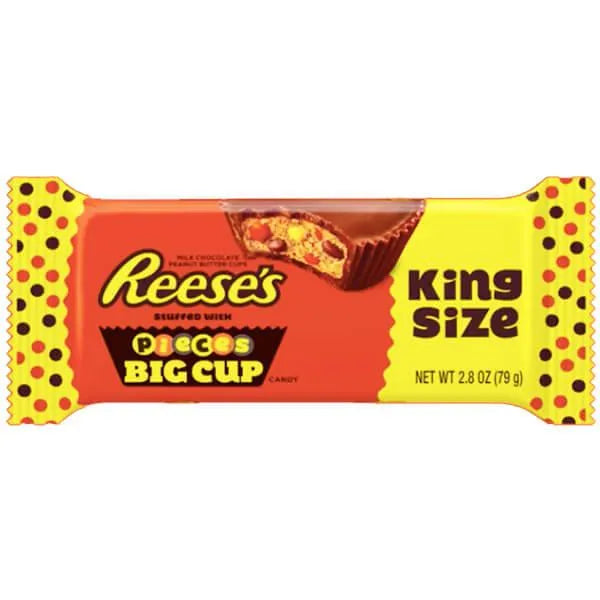 Reese's Peanut Butter Big Cups Stuffed with Reese's Pieces Candy King Size Packs: 16-Piece Box