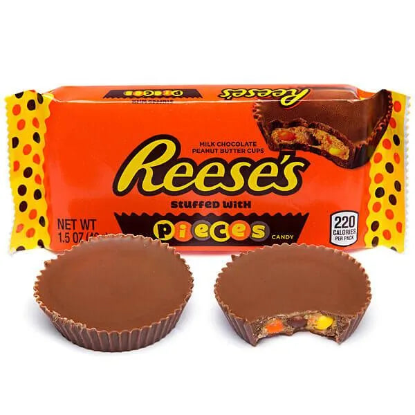 Reese's Peanut Butter Cups Stuffed with Reese's Pieces Candy Packs: 24-Piece Box