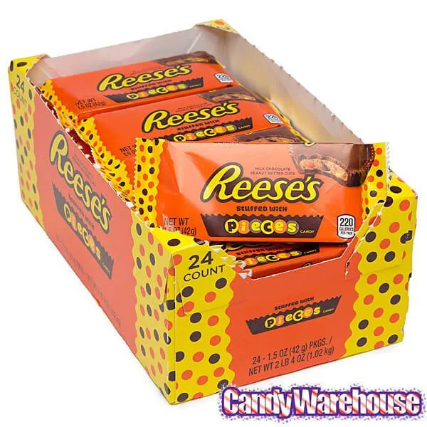 Reese's Peanut Butter Cups Stuffed with Reese's Pieces Candy Packs: 24-Piece Box