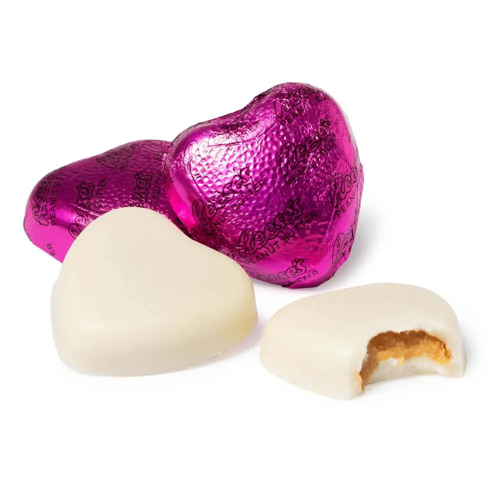 Reese's Pink Foiled White Creme Peanut Butter Hearts: 9.1-Ounce Bag