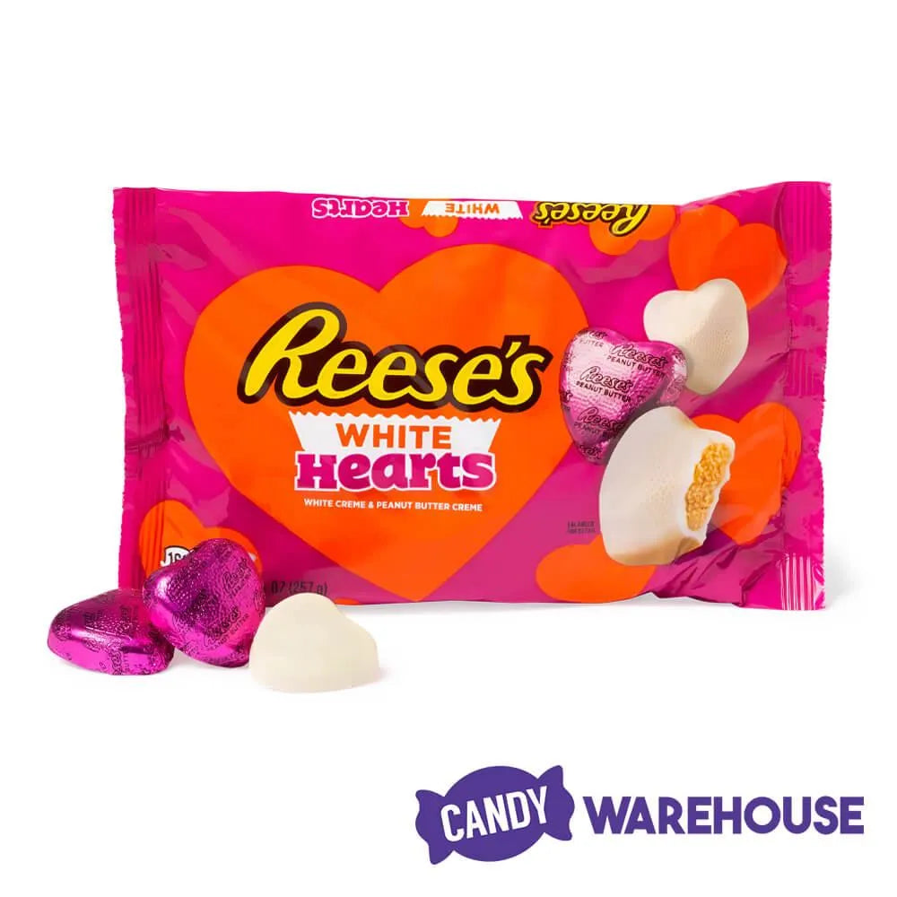 Reese's Pink Foiled White Creme Peanut Butter Hearts: 9.1-Ounce Bag