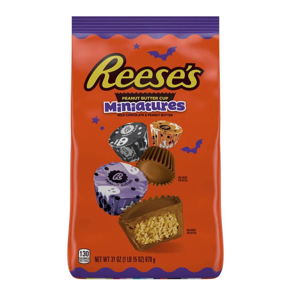 Reeses Halloween Peanut Butter Cups Miniatures in Spooky Wrappers: 31-Ounce Bag