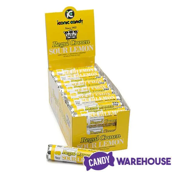 Regal Crown Sour Lemon Hard Candy Rolls: 24-Piece Box