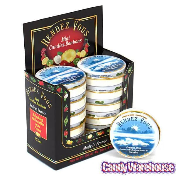 Rendez Vous Mini Bon Bons Tins - French Mint: 12-Piece Box