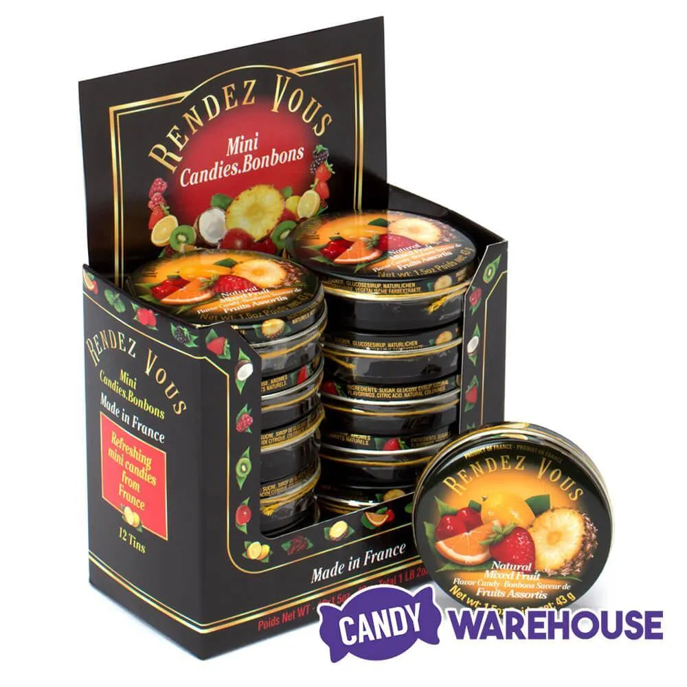 Rendez Vous Mini Bon Bons Tins - Mixed Fruit: 12-Piece Box