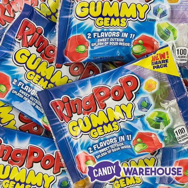 Ring Pop Gummy Gems Candy Packs: 16-Piece Box