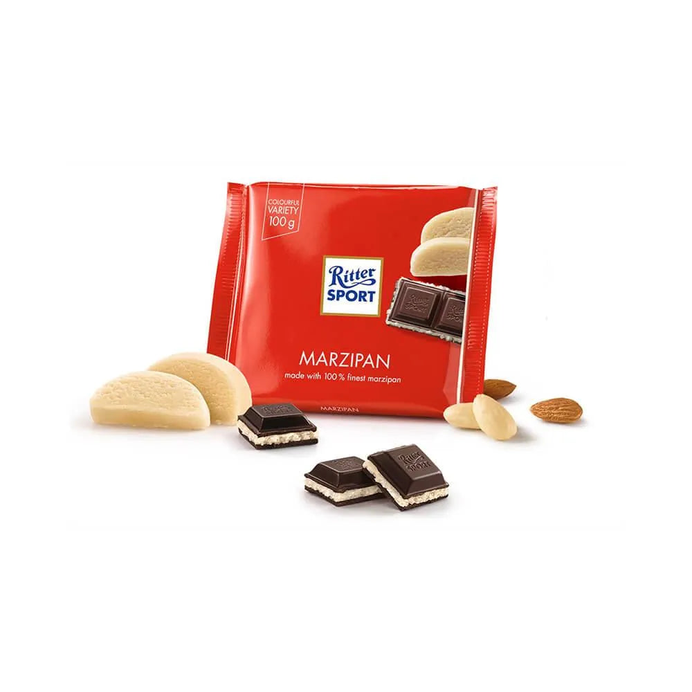 Ritter Sport Dark Chocolate Bars With Marzipan and Almonds: 12-Piece Box