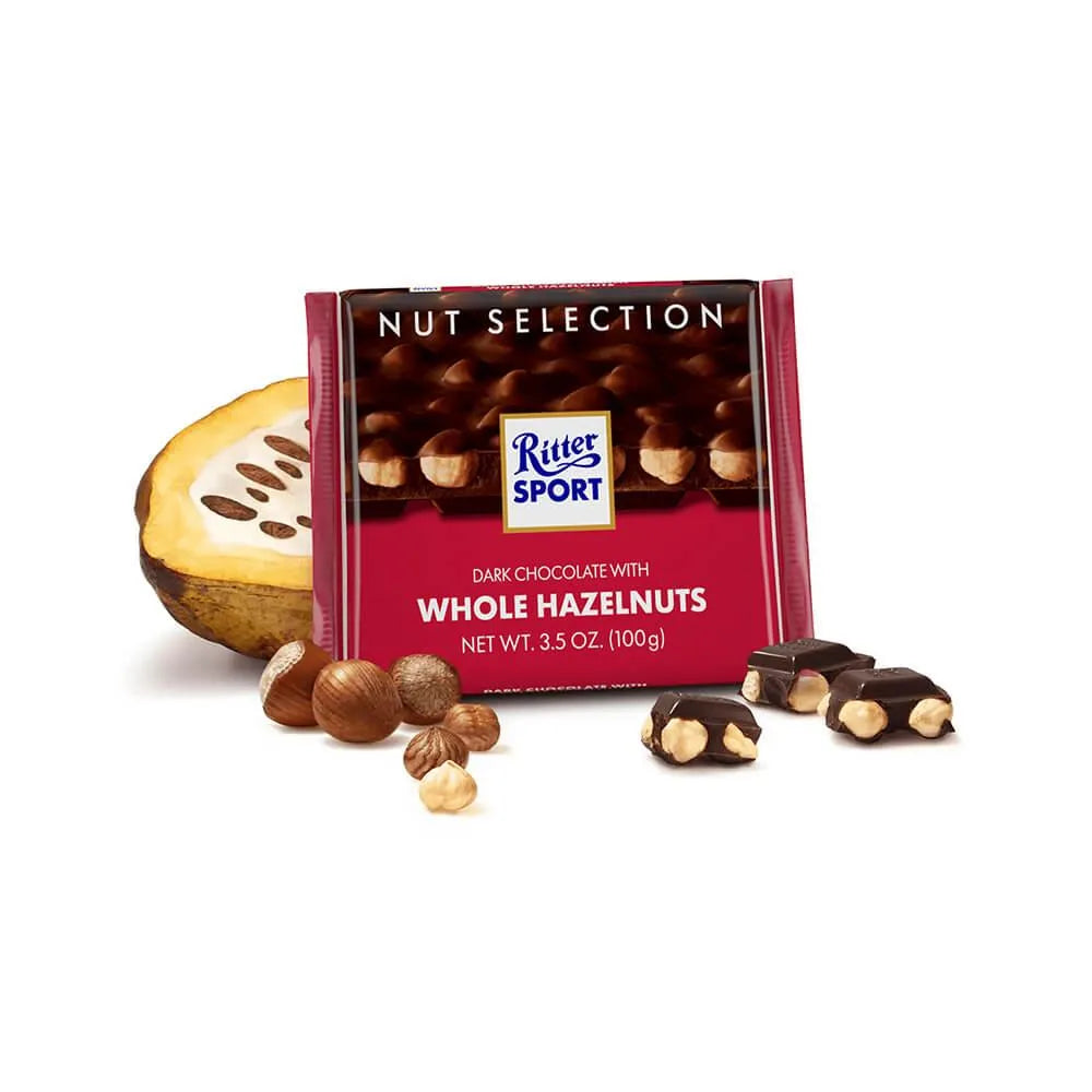 Ritter Sport Dark Chocolate Bars With Whole Hazelnuts: 10-Piece Box