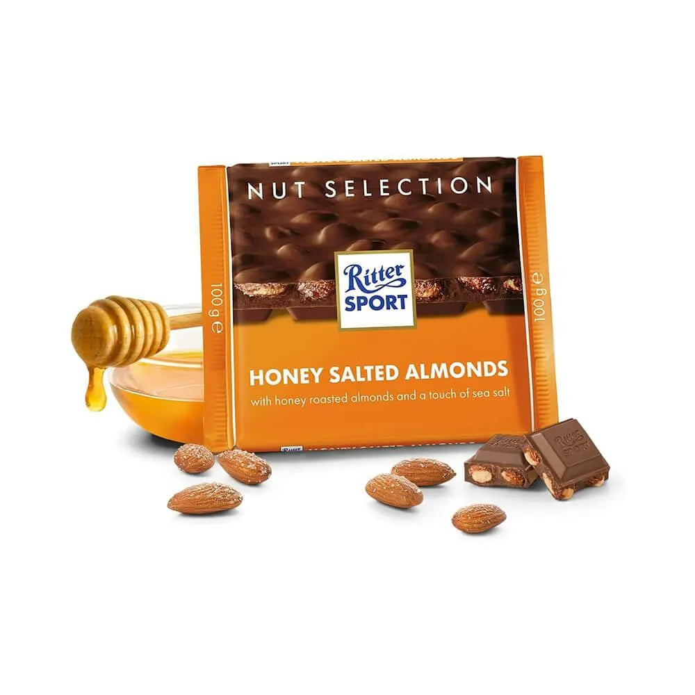 Ritter Sport Milk Chocolate Bars With Honey Salted Almonds: 11-Piece Box